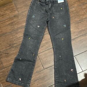 Cat & Jack Black Embroidered Flare Jeans